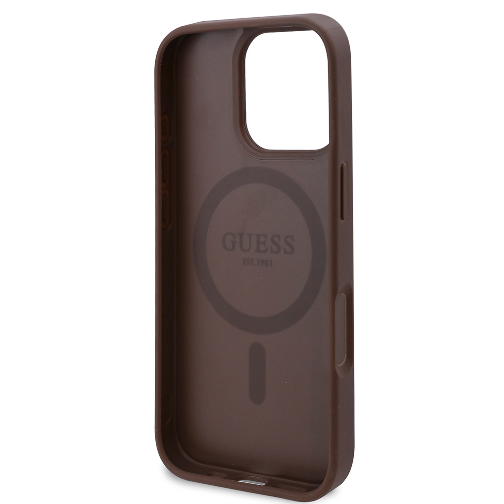Apple iPhone 16 Pro Max Kılıf Guess Orjinal Lisanslı M-safe Şarj Özellikli Gül Baskılı 4G Desenli Yazı Logolu Kapak - Görsel 14