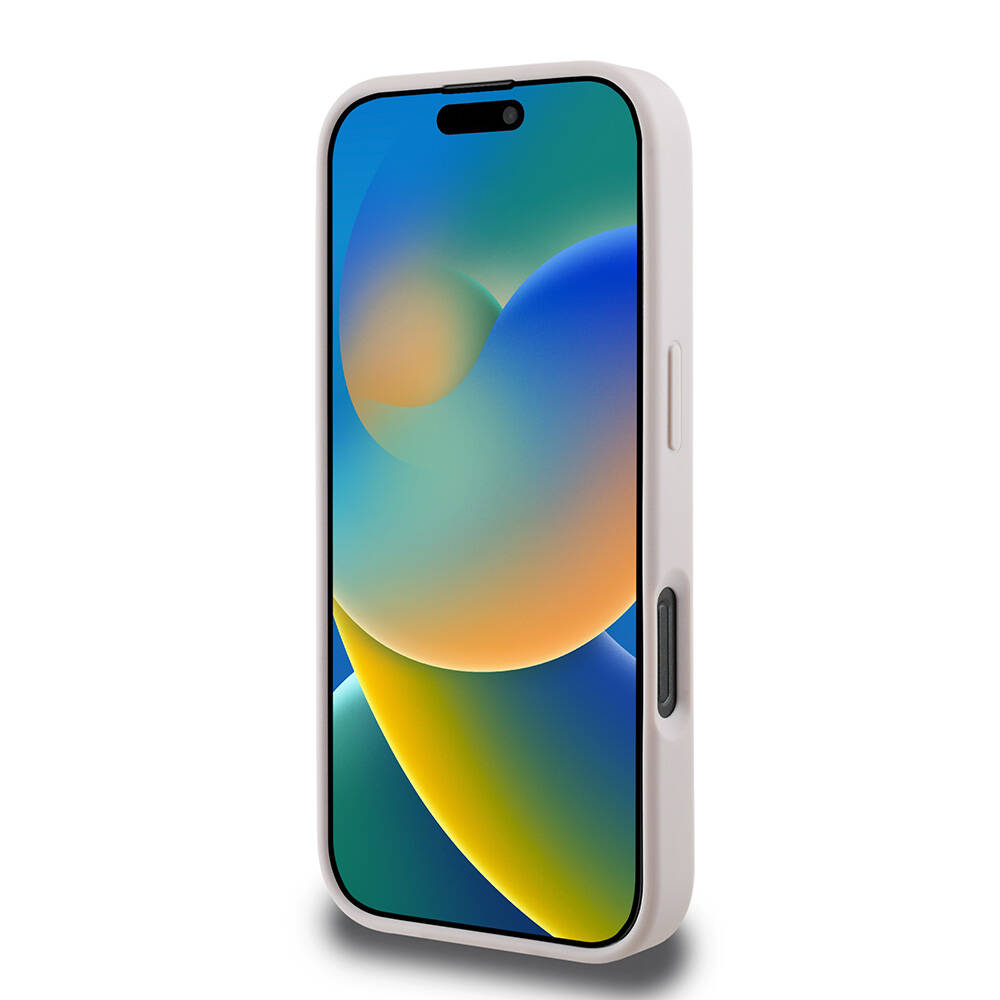 Apple iPhone 16 Pro Max Kılıf Guess Orjinal Lisanslı M-safe Şarj Özellikli PU Deri Şerit Logo Dizaynlı Kapak