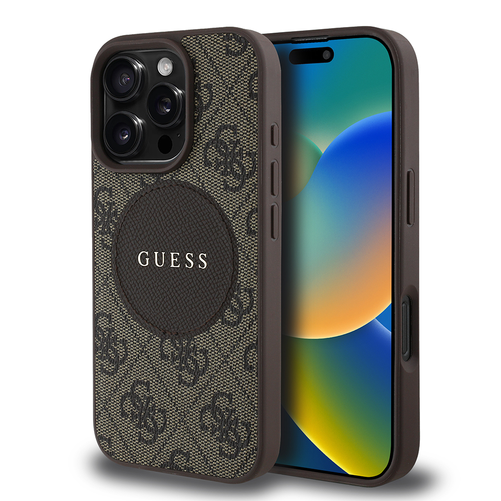 Apple iPhone 16 Pro Max Kılıf Guess Orjinal Lisanslı M-safe Şarj Özellikli Yazı Logolu Circle Classic Kapak