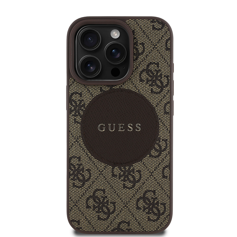 Apple iPhone 16 Pro Max Kılıf Guess Orjinal Lisanslı M-safe Şarj Özellikli Yazı Logolu Circle Classic Kapak