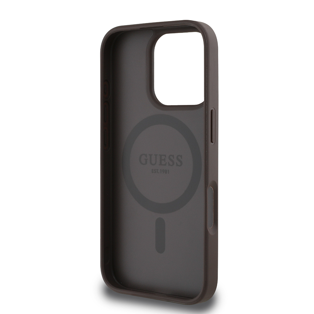 Apple iPhone 16 Pro Max Kılıf Guess Orjinal Lisanslı M-safe Şarj Özellikli Yazı Logolu Circle Classic Kapak