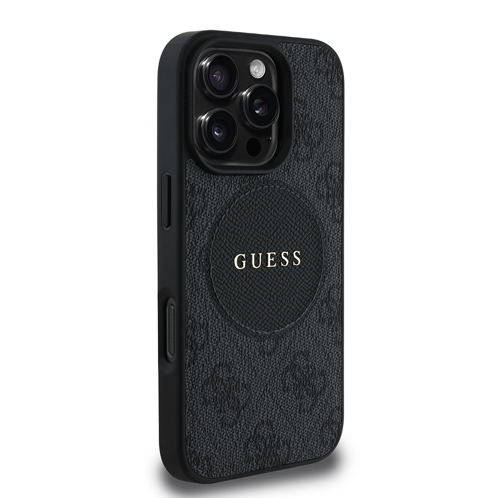 Apple iPhone 16 Pro Max Kılıf Guess Orjinal Lisanslı M-safe Şarj Özellikli Yazı Logolu Circle Classic Kapak