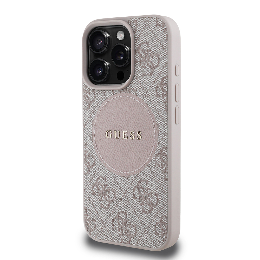 Apple iPhone 16 Pro Max Kılıf Guess Orjinal Lisanslı M-safe Şarj Özellikli Yazı Logolu Circle Classic Kapak
