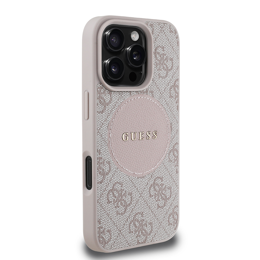Apple iPhone 16 Pro Max Kılıf Guess Orjinal Lisanslı M-safe Şarj Özellikli Yazı Logolu Circle Classic Kapak