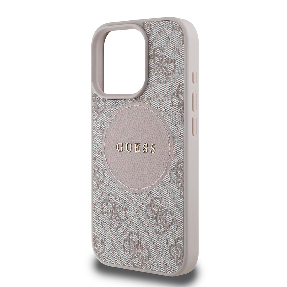 Apple iPhone 16 Pro Max Kılıf Guess Orjinal Lisanslı M-safe Şarj Özellikli Yazı Logolu Circle Classic Kapak