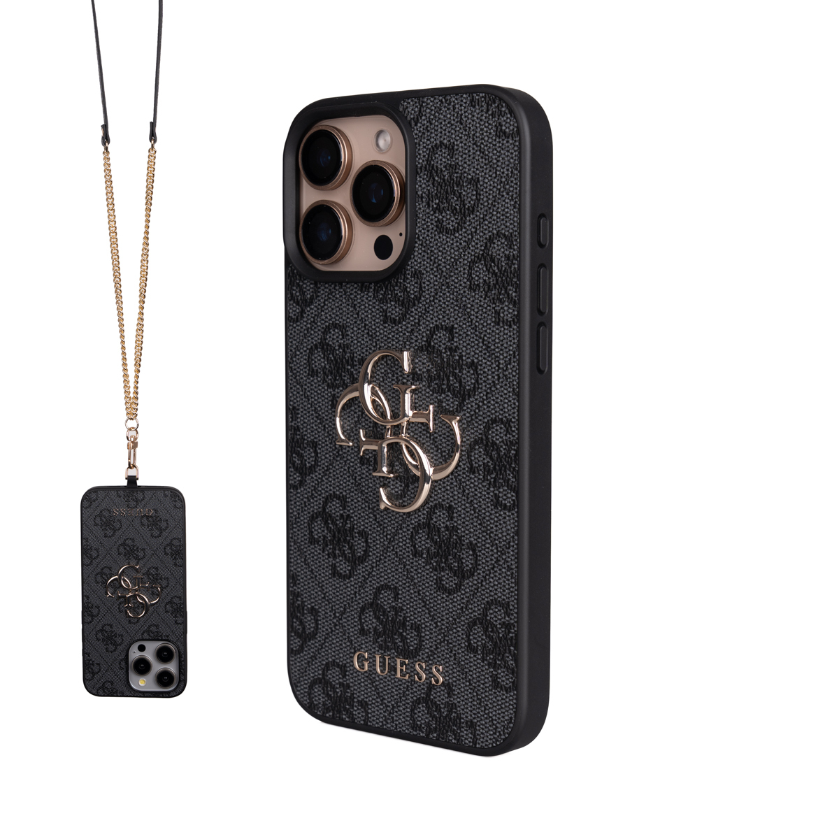 Apple iPhone 16 Pro Max Kılıf Guess Orjinal Lisanslı PU Deri 4G Büyük Metal Logolu Çapraz Vücut Askılı Kapak