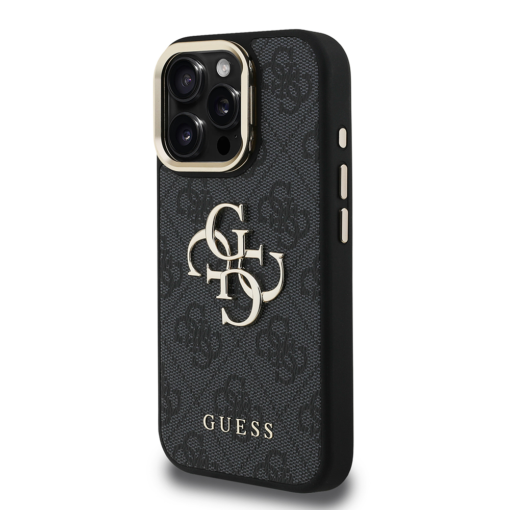 Apple iPhone 16 Pro Max Kılıf Guess Orjinal Lisanslı PU Deri 4G Desenli Metal Büyük 4G ve Yazı Logolu Kamera Standlı Kapak - Görsel 9
