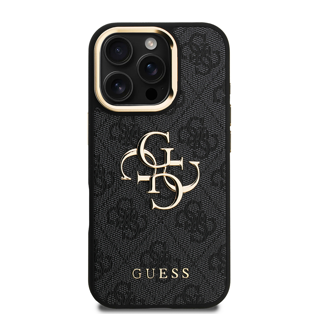 Apple iPhone 16 Pro Max Kılıf Guess Orjinal Lisanslı PU Deri 4G Desenli Metal Büyük 4G ve Yazı Logolu Kamera Standlı Kapak - Görsel 10