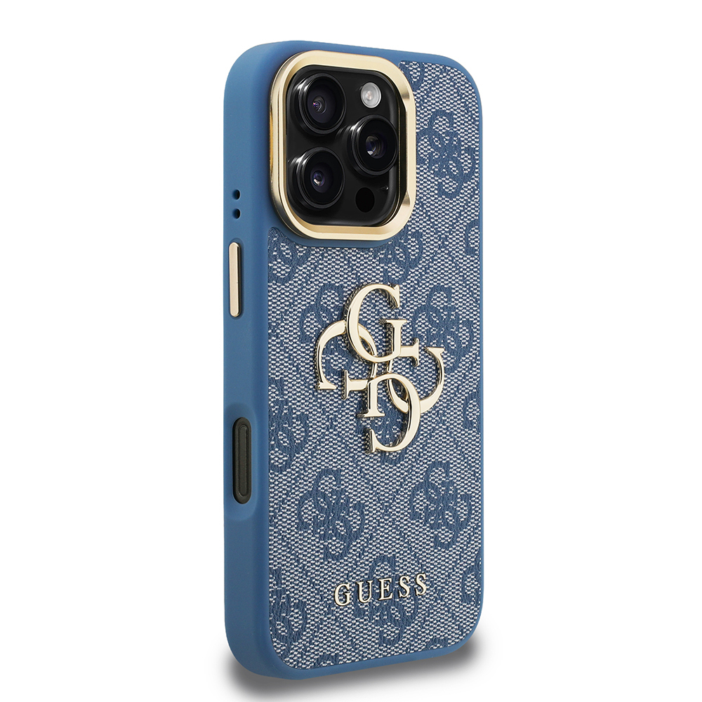 Apple iPhone 16 Pro Max Kılıf Guess Orjinal Lisanslı PU Deri 4G Desenli Metal Büyük 4G ve Yazı Logolu Kamera Standlı Kapak - Görsel 18