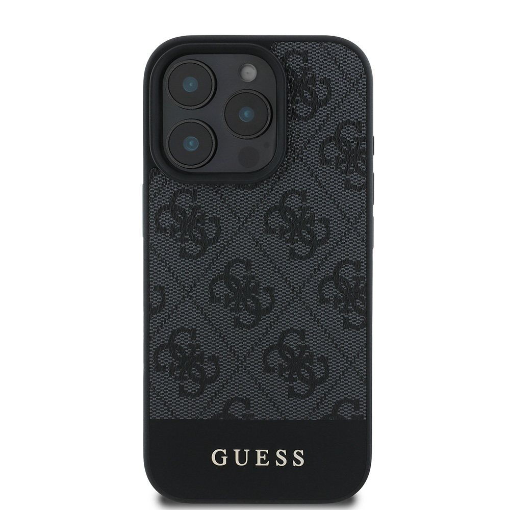 Apple iPhone 16 Pro Max Kılıf Guess Orjinal Lisanslı PU Deri Şerit Logo Dizaynlı Kapak