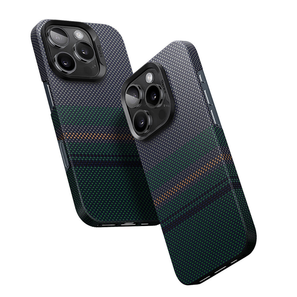 Apple iPhone 16 Pro Max Kılıf M-safe Şarj Özellikli Karbon Fiber Tasarımlı Benks Aurora ArmorAir Kevlar Kapak