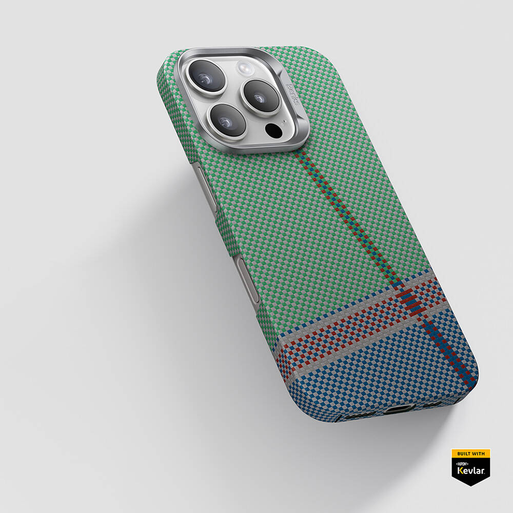 Apple iPhone 16 Pro Max Kılıf M-safe Şarj Özellikli Karbon Fiber Tasarımlı Benks Passion Green ArmorAir Kevlar Kapak - Görsel 2