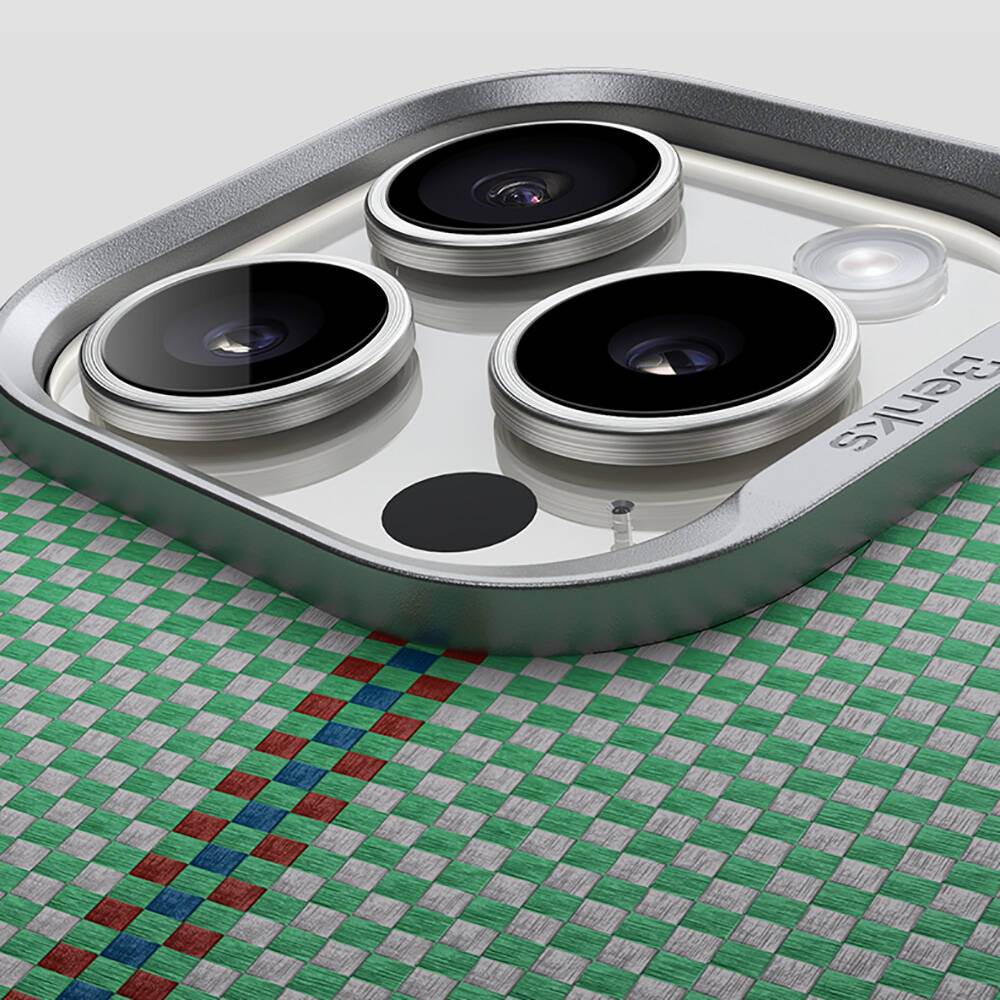 Apple iPhone 16 Pro Max Kılıf M-safe Şarj Özellikli Karbon Fiber Tasarımlı Benks Passion Green ArmorAir Kevlar Kapak - Görsel 10
