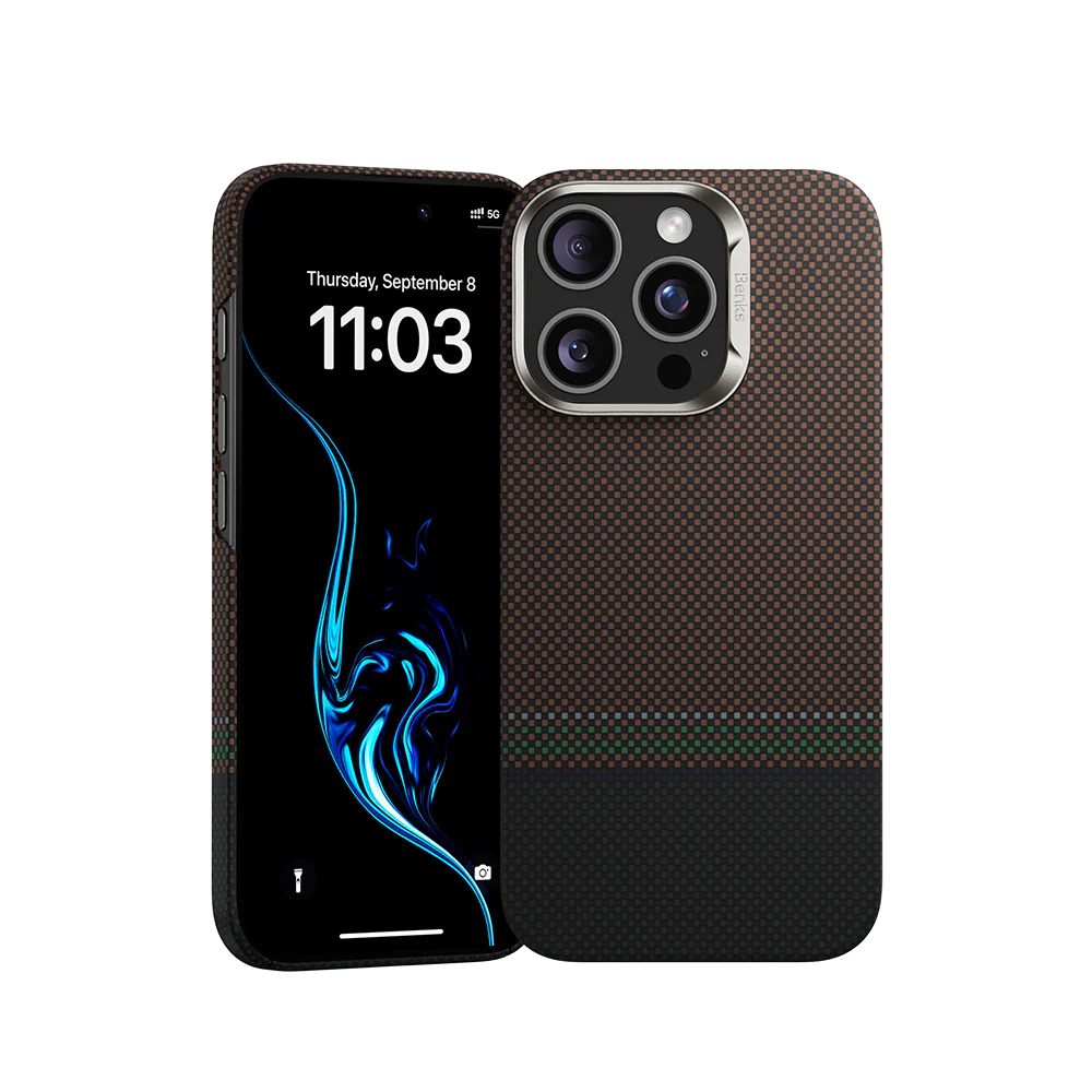 Apple iPhone 16 Pro Max Kılıf M-safe Şarj Özellikli Karbon Fiber Tasarımlı Benks Prestige ArmorAir Kevlar Kapak