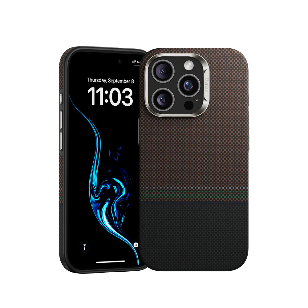 Apple iPhone 16 Pro Max Kılıf M-safe Şarj Özellikli Karbon Fiber Tasarımlı Benks Prestige ArmorPro Kevlar Kapak