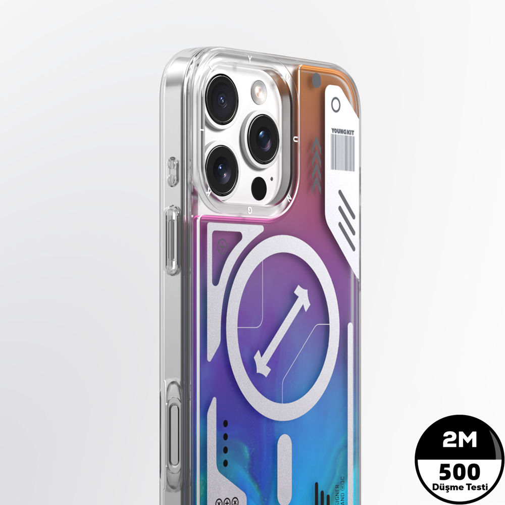 Apple iPhone 16 Pro Max Kılıf M-safe Şarj Özellikli Parlak Kumlu Sıvılı Tasarımlı Galaxy Fantasy Serisi Kapak - Görsel 10