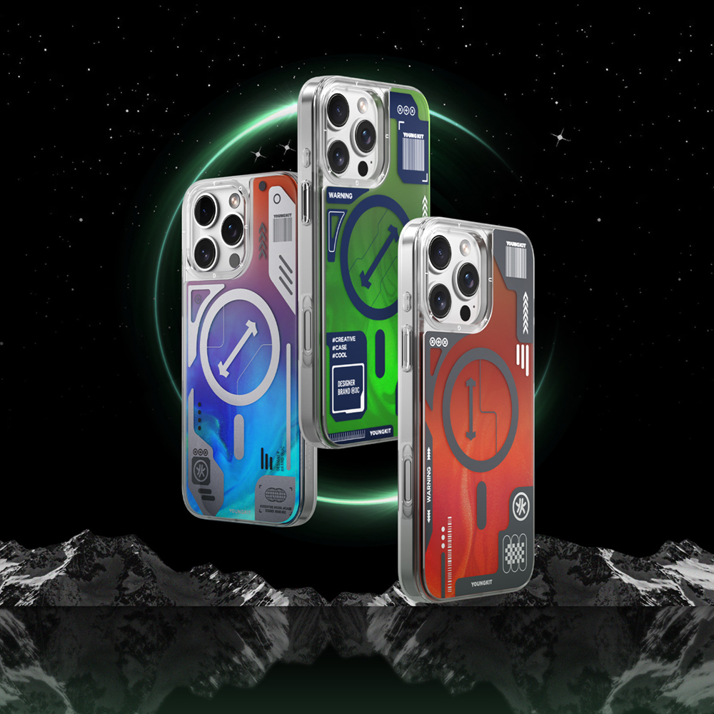 Apple iPhone 16 Pro Max Kılıf M-safe Şarj Özellikli Parlak Kumlu Sıvılı Tasarımlı Galaxy Fantasy Serisi Kapak - Görsel 15