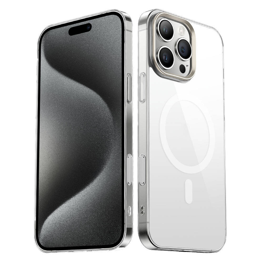 Apple iPhone 16 Pro Max Kılıf M-safe Şarj Özellikli Şeffaf Cam Arka Yüzey Zore G-Glass Kapak