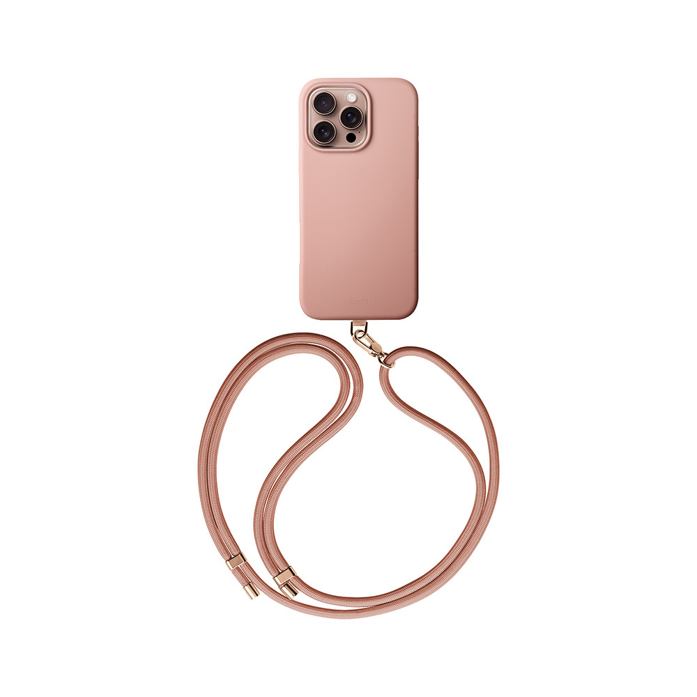 Apple iPhone 16 Pro Max Kılıf M-safe Şarj Özellikli Soft Arka Yüzey Askı İpli Coehl Creme Kapak