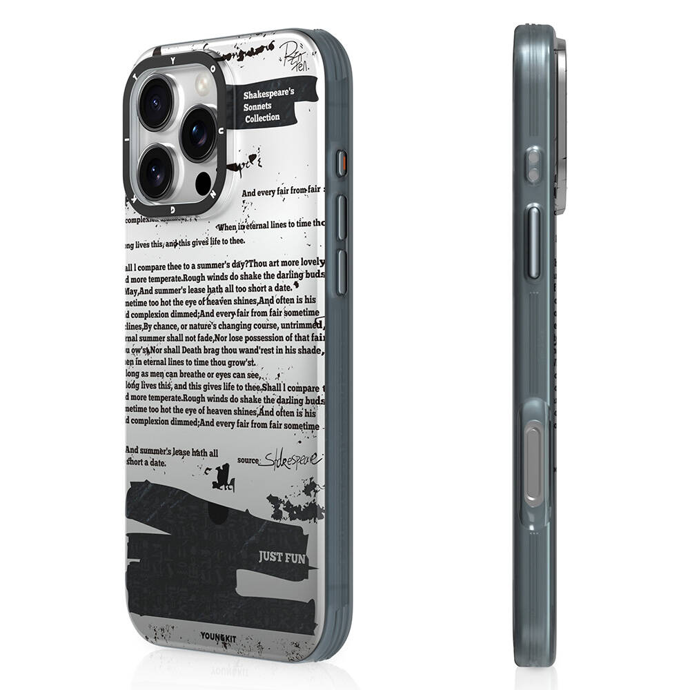 Apple iPhone 16 Pro Max Kılıf M-safe Şarj Özellikli Youngkit Literary Serisi Shakespeare Kapak