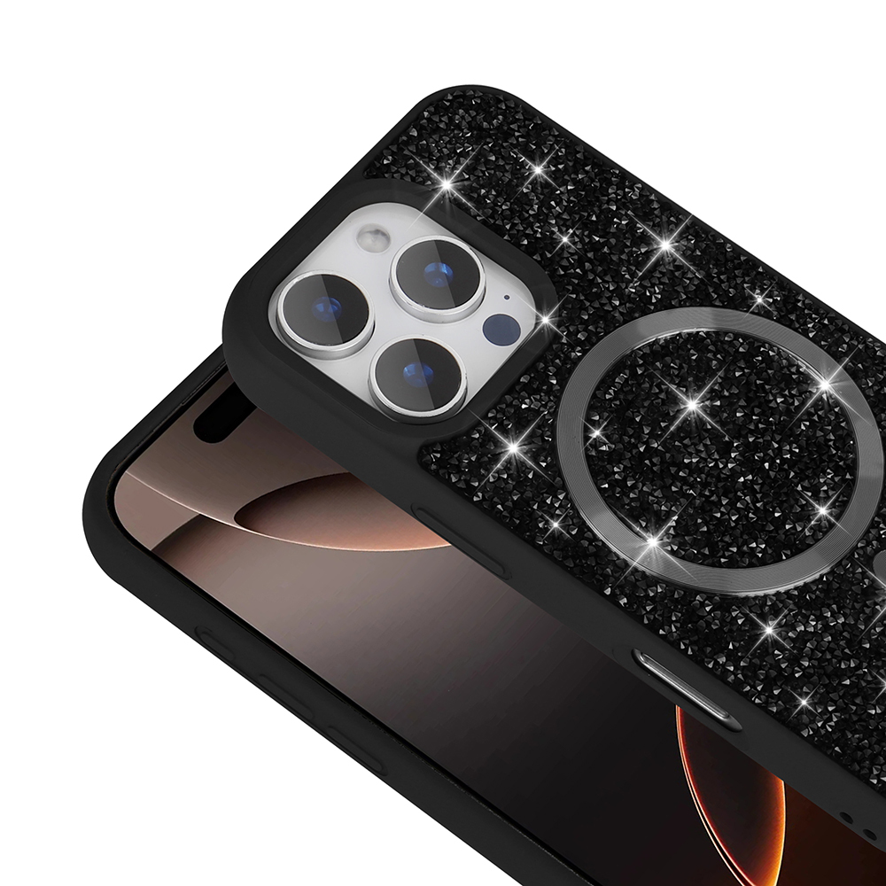 Apple iPhone 16 Pro Max Kılıf Pırlanta Tasarımlı M-safe Şarj Özellikli Zore Mozaik Silikon Kapak - Görsel 5