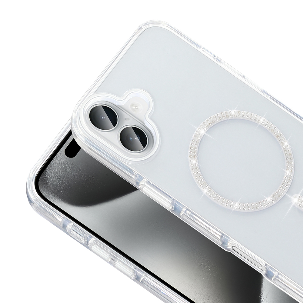 Apple iPhone 16 Pro Max Kılıf Taşlı Tasarım M-safe Şarj Özellikli Zore Koment Silikon Kapak - Görsel 3