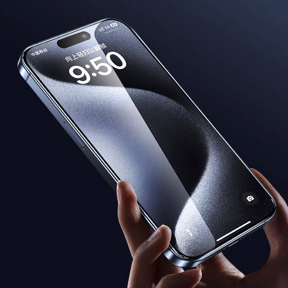 Apple iPhone 16 Wiwu GT-008 Polimer Oleofobik Kaplama Şeffaf Pürüzsüz Temperli Cam Ekran Koruyucu 10'lu Paket - Görsel 4
