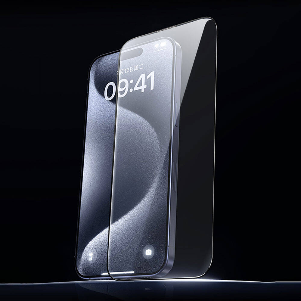 Apple iPhone 16 Wiwu GT-008 Polimer Oleofobik Kaplama Şeffaf Pürüzsüz Temperli Cam Ekran Koruyucu 10'lu Paket - Görsel 5
