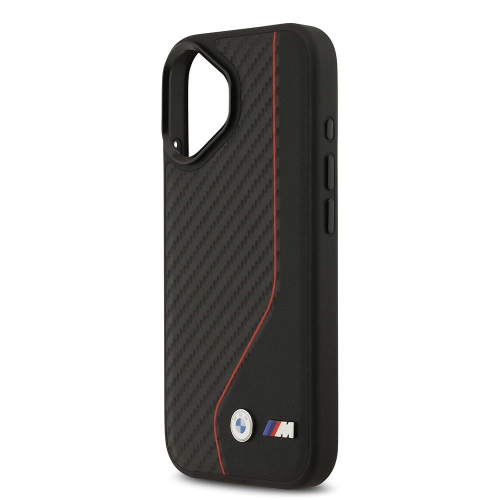 Apple iPhone 17 Kılıf BMW Orjinal Lisanslı M-safe Şarj Özellikli Metal BMW ve M Logolu PU Karbon Tasarımlı Kapak - Görsel 3