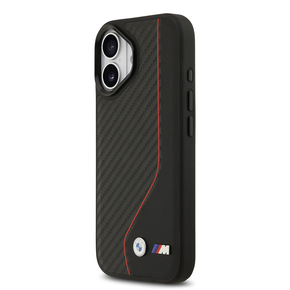 Apple iPhone 17 Kılıf BMW Orjinal Lisanslı M-safe Şarj Özellikli Metal BMW ve M Logolu PU Karbon Tasarımlı Kapak - Görsel 5