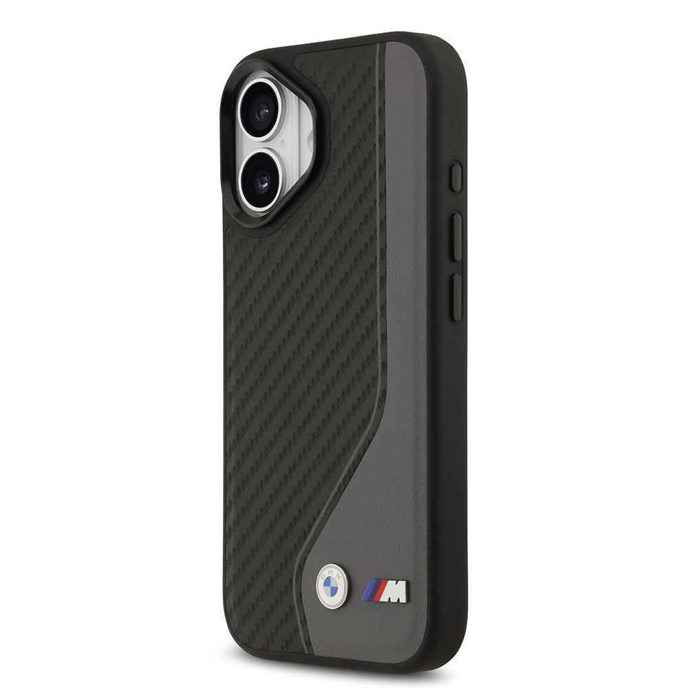 Apple iPhone 17 Kılıf BMW Orjinal Lisanslı M-safe Şarj Özellikli Metal BMW ve M Logolu PU Karbon Tasarımlı Kapak - Görsel 9