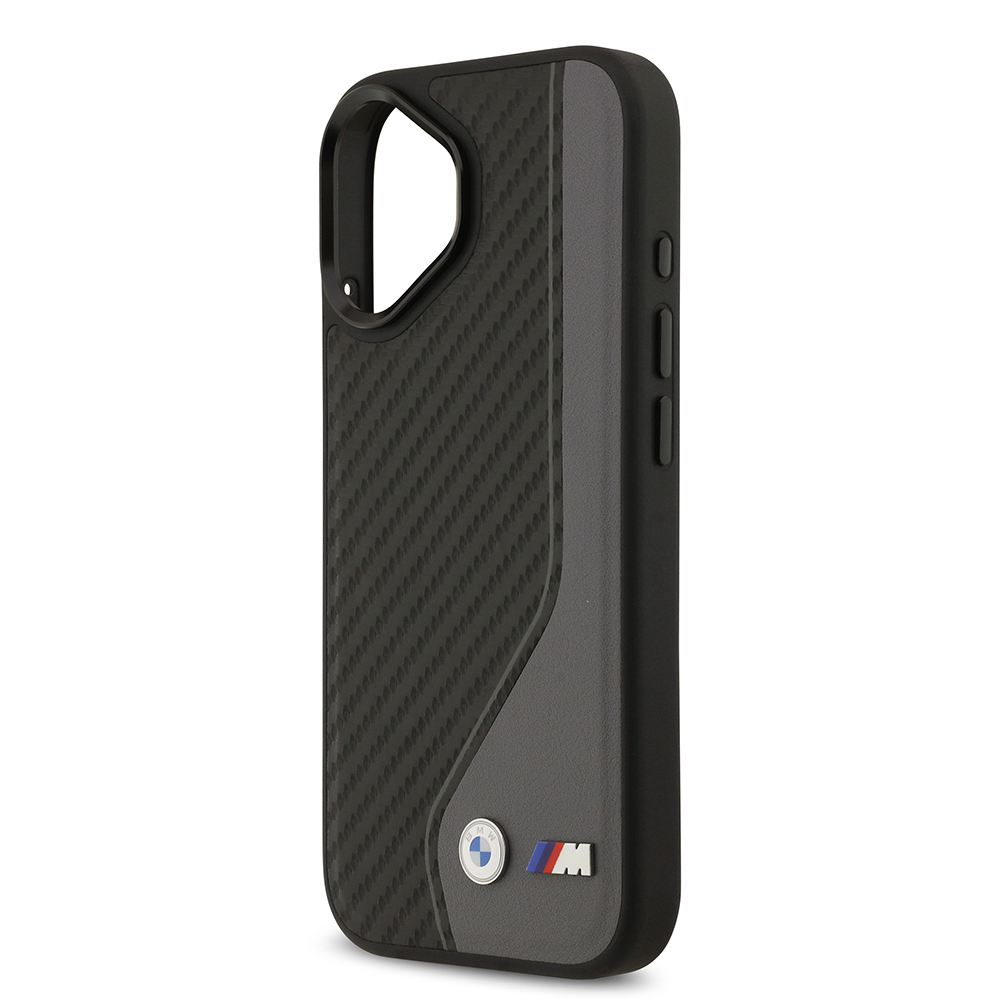 Apple iPhone 17 Kılıf BMW Orjinal Lisanslı M-safe Şarj Özellikli Metal BMW ve M Logolu PU Karbon Tasarımlı Kapak - Görsel 13