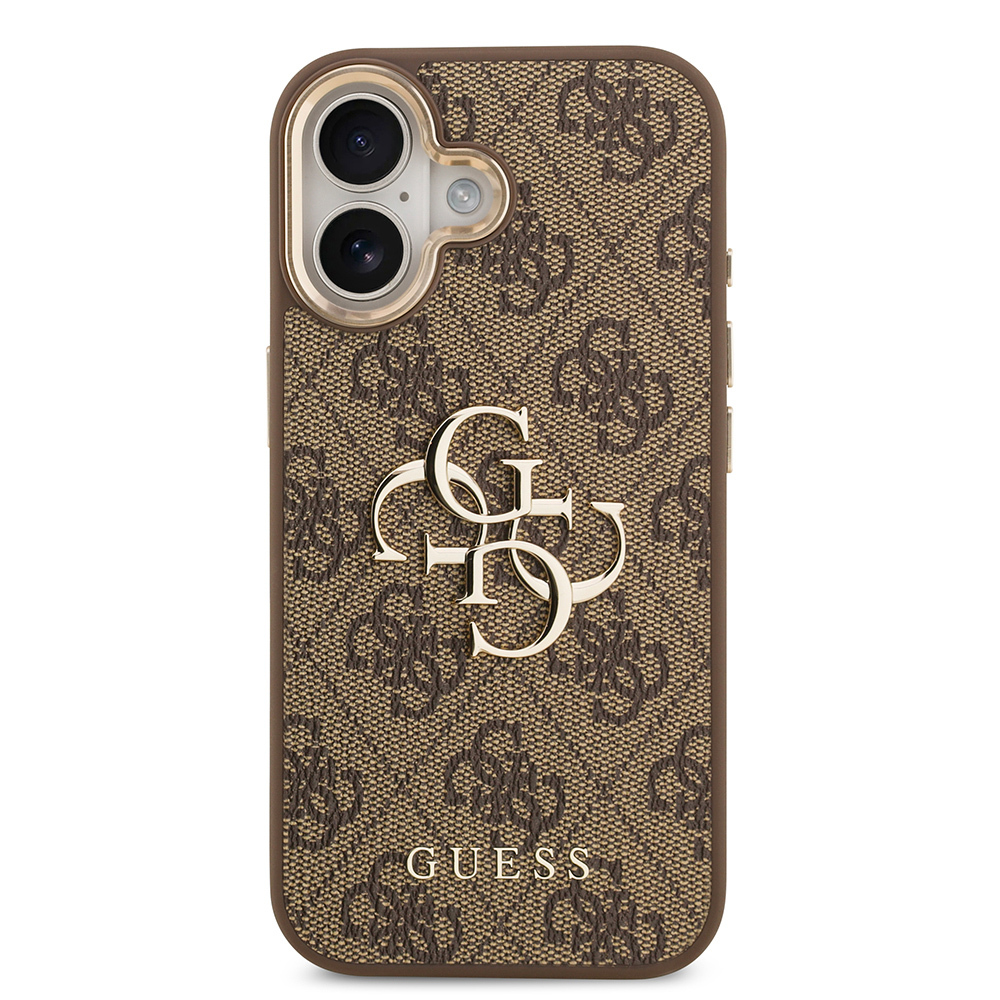 Apple iPhone 17 Kılıf Guess Orjinal Lisanslı Gold Metal Kamera Çerçeveli 4G Desenli Metal Büyük 4G ve Yazı Logolu Kapak - Görsel 3