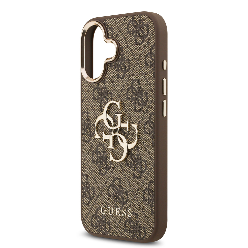 Apple iPhone 17 Kılıf Guess Orjinal Lisanslı Gold Metal Kamera Çerçeveli 4G Desenli Metal Büyük 4G ve Yazı Logolu Kapak - Görsel 6
