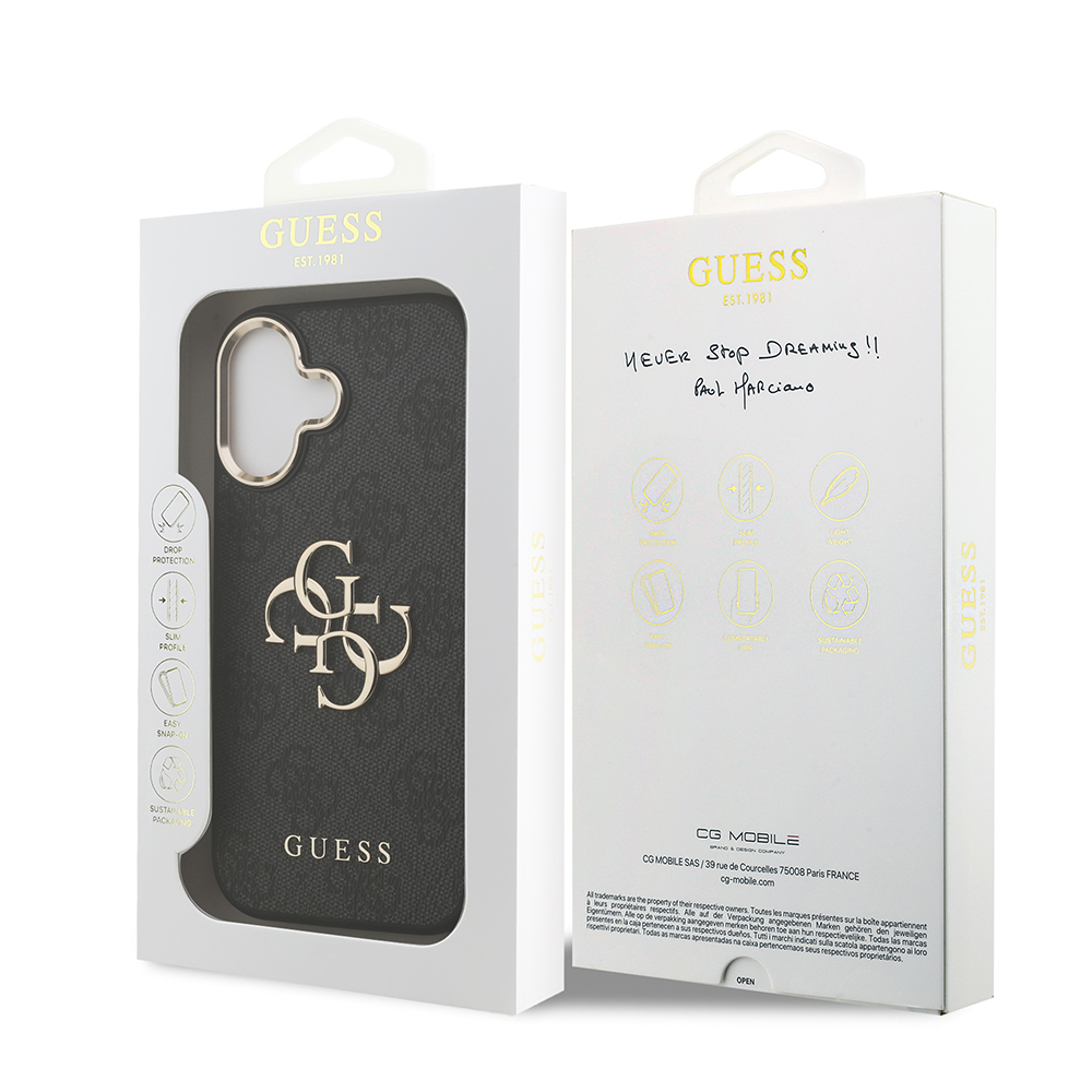 Apple iPhone 17 Kılıf Guess Orjinal Lisanslı Gold Metal Kamera Çerçeveli 4G Desenli Metal Büyük 4G ve Yazı Logolu Kapak - Görsel 15