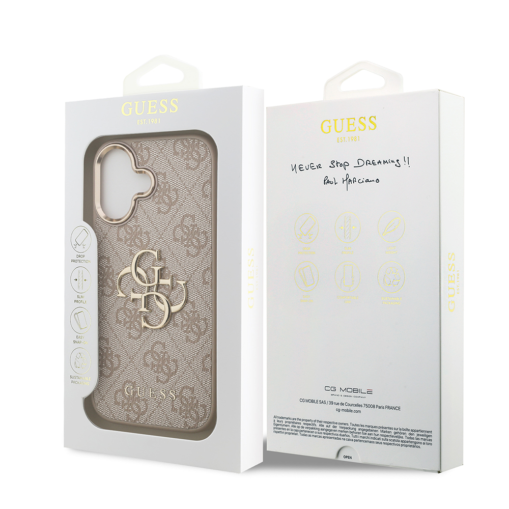 Apple iPhone 17 Kılıf Guess Orjinal Lisanslı Gold Metal Kamera Çerçeveli 4G Desenli Metal Büyük 4G ve Yazı Logolu Kapak - Görsel 22