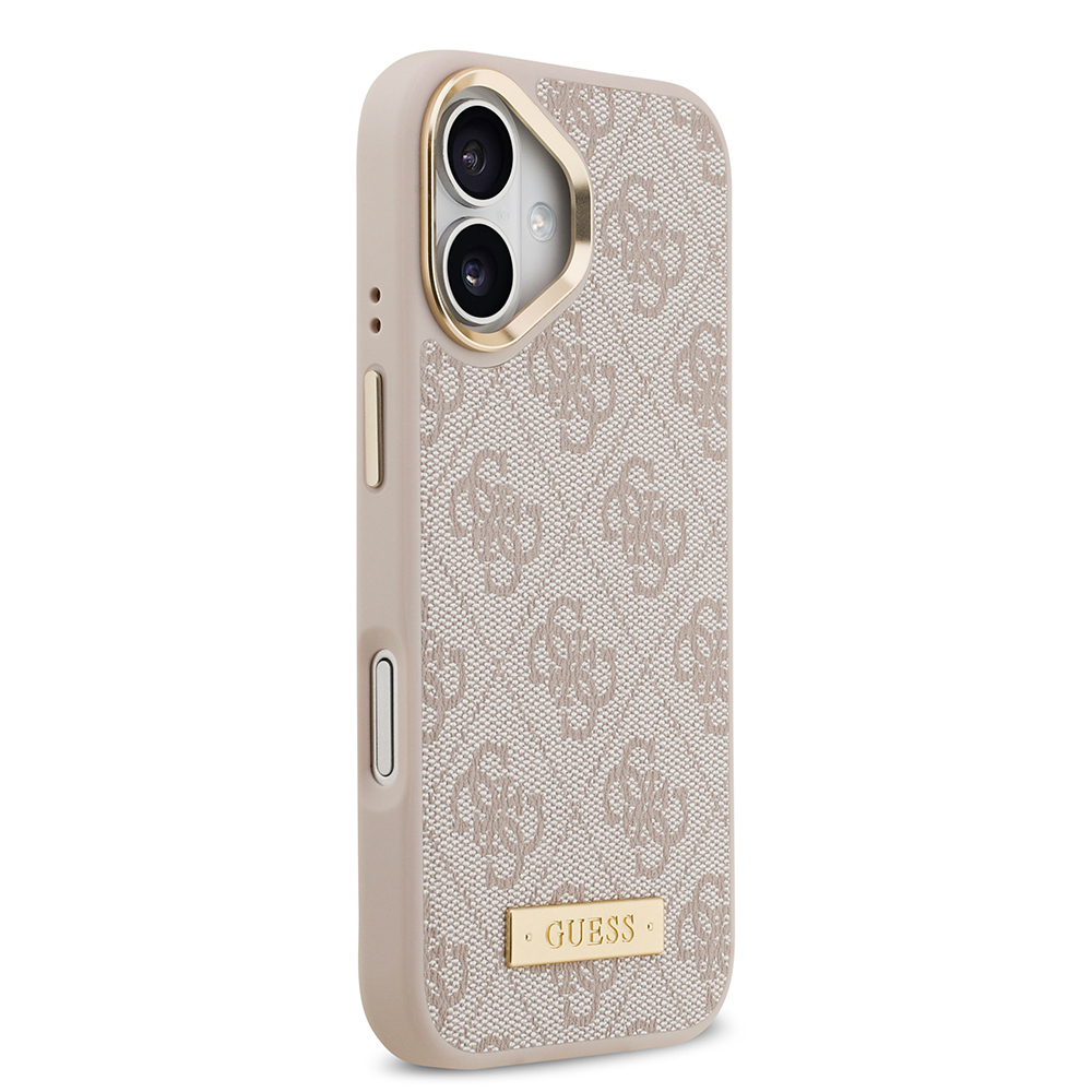 Apple iPhone 17 Kılıf Guess Orjinal Lisanslı M-safe Şarj Özellikli 4G Desenli PU Metal Plaka Klasik Logolu Kapak - Görsel 3