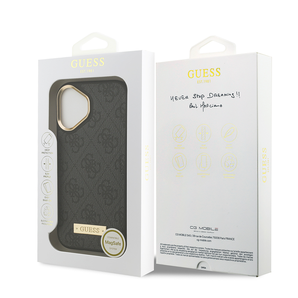 Apple iPhone 17 Kılıf Guess Orjinal Lisanslı M-safe Şarj Özellikli 4G Desenli PU Metal Plaka Klasik Logolu Kapak - Görsel 21