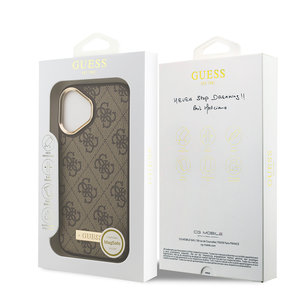 Apple iPhone 17 Kılıf Guess Orjinal Lisanslı M-safe Şarj Özellikli 4G Desenli PU Metal Plaka Klasik Logolu Kapak - Görsel 22