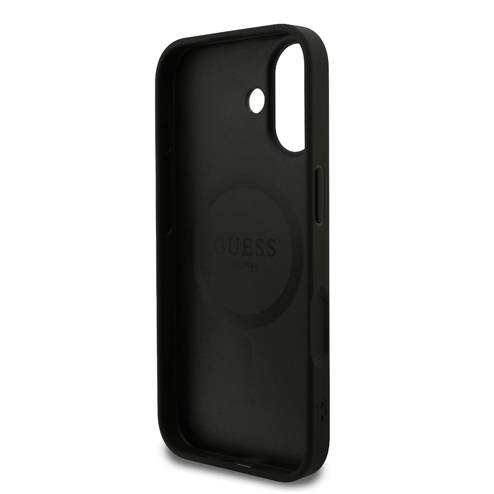 Apple iPhone 17 Kılıf Guess Orjinal Lisanslı M-safe Şarj Özellikli Yazı Logolu PU Deri Kapak