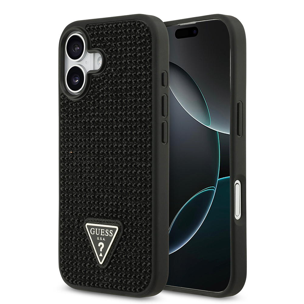 Apple iPhone 17 Kılıf Guess Orjinal Lisanslı Taşlı Arka Yüzey Üçgen Logolu Kapak