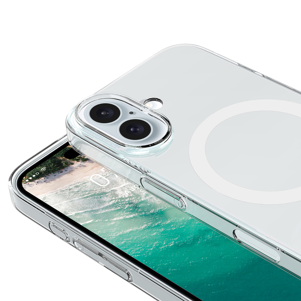 Apple iPhone 17 Kılıf IC Çipli M-Safe Şarj Özellikli Şeffaf Kamera Çerçeveli Zore Toledo Kapak