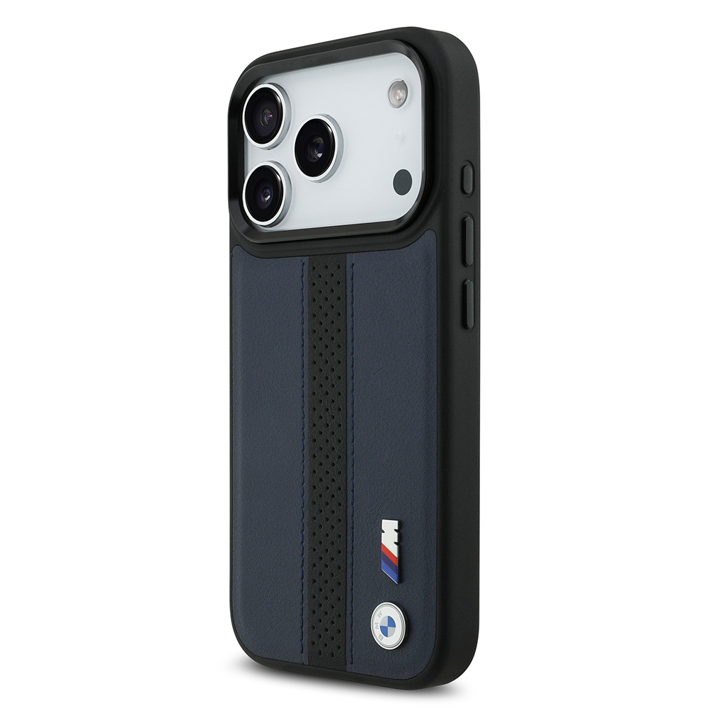 Apple iPhone 17 Pro Kılıf BMW Orjinal Lisanslı M-safe Şarj Özellikli Deri Arka Yüzey Metal Logolu Delikli Şerit Tasarımlı Kapak - Görsel 8