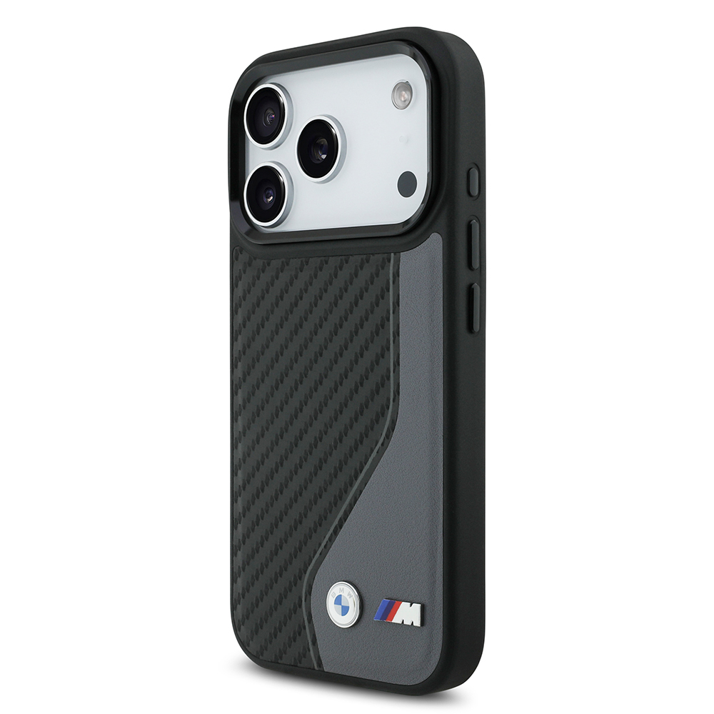 Apple iPhone 17 Pro Kılıf BMW Orjinal Lisanslı M-safe Şarj Özellikli Metal BMW ve M Logolu PU Karbon Tasarımlı Kapak - Görsel 9