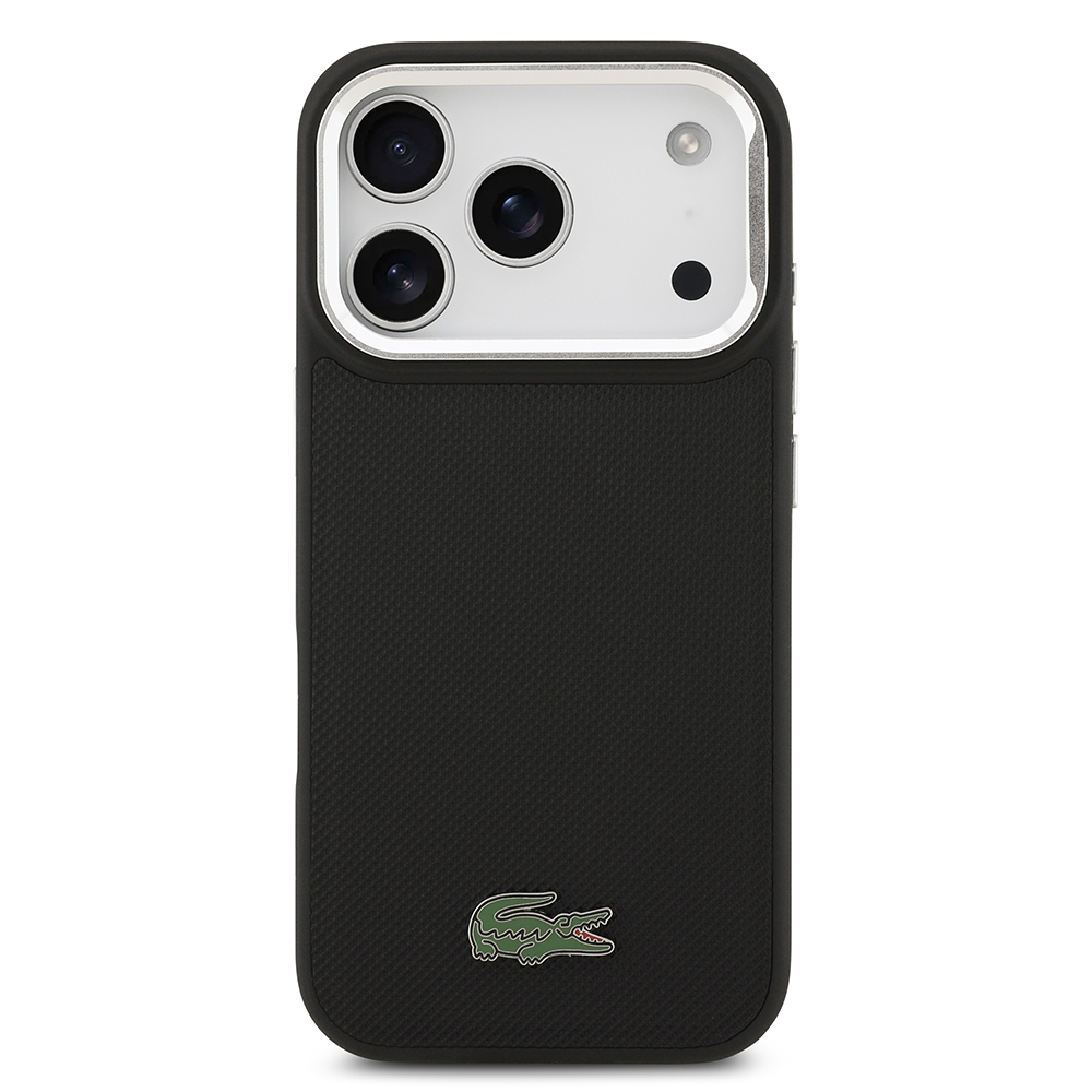 Apple iPhone 17 Pro Kılıf Lacoste Orjinal Lisanslı M-safe Şarj Özellikli PU Pike Desenli Standlı Metal Logolu Kapak - Görsel 3