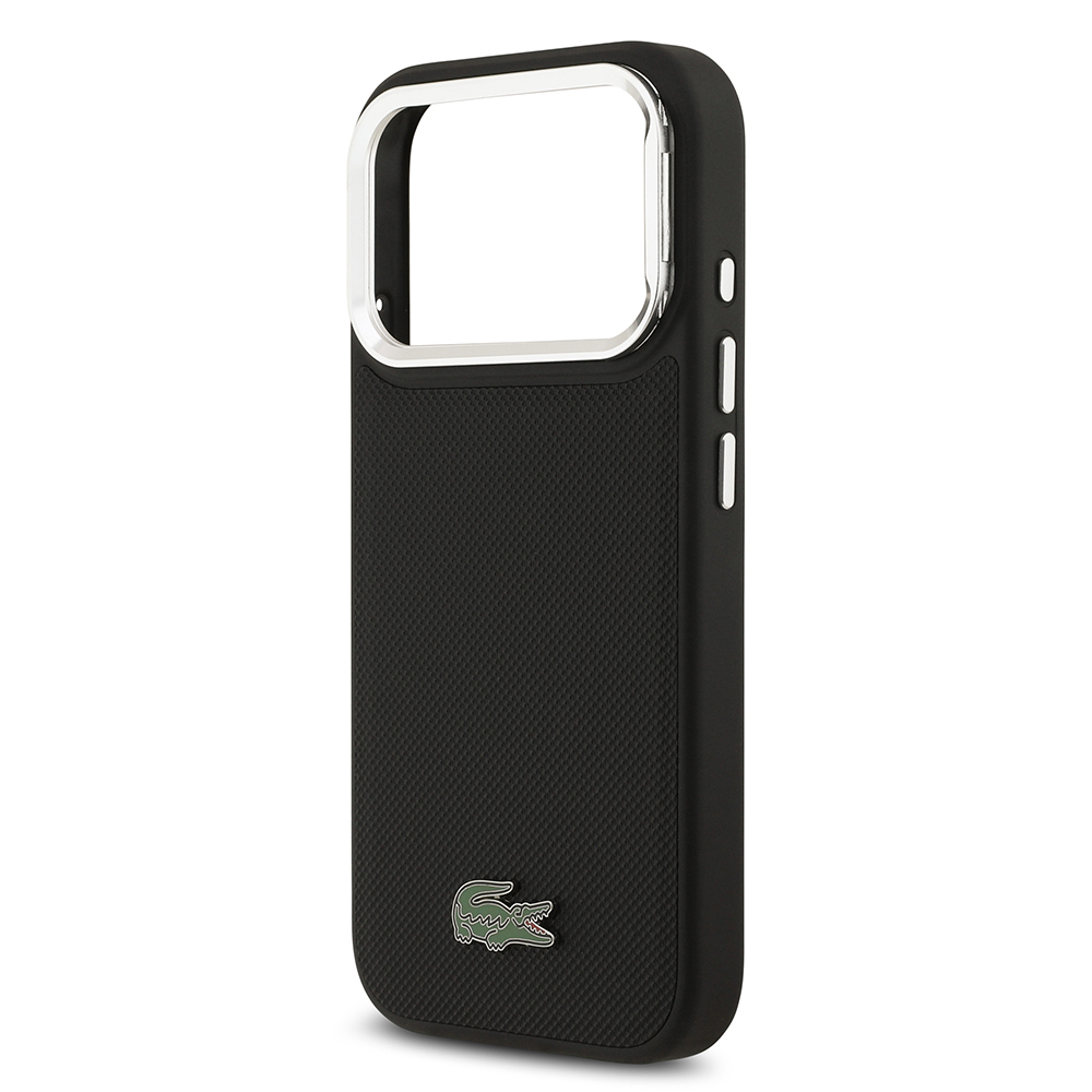 Apple iPhone 17 Pro Kılıf Lacoste Orjinal Lisanslı M-safe Şarj Özellikli PU Pike Desenli Standlı Metal Logolu Kapak - Görsel 6