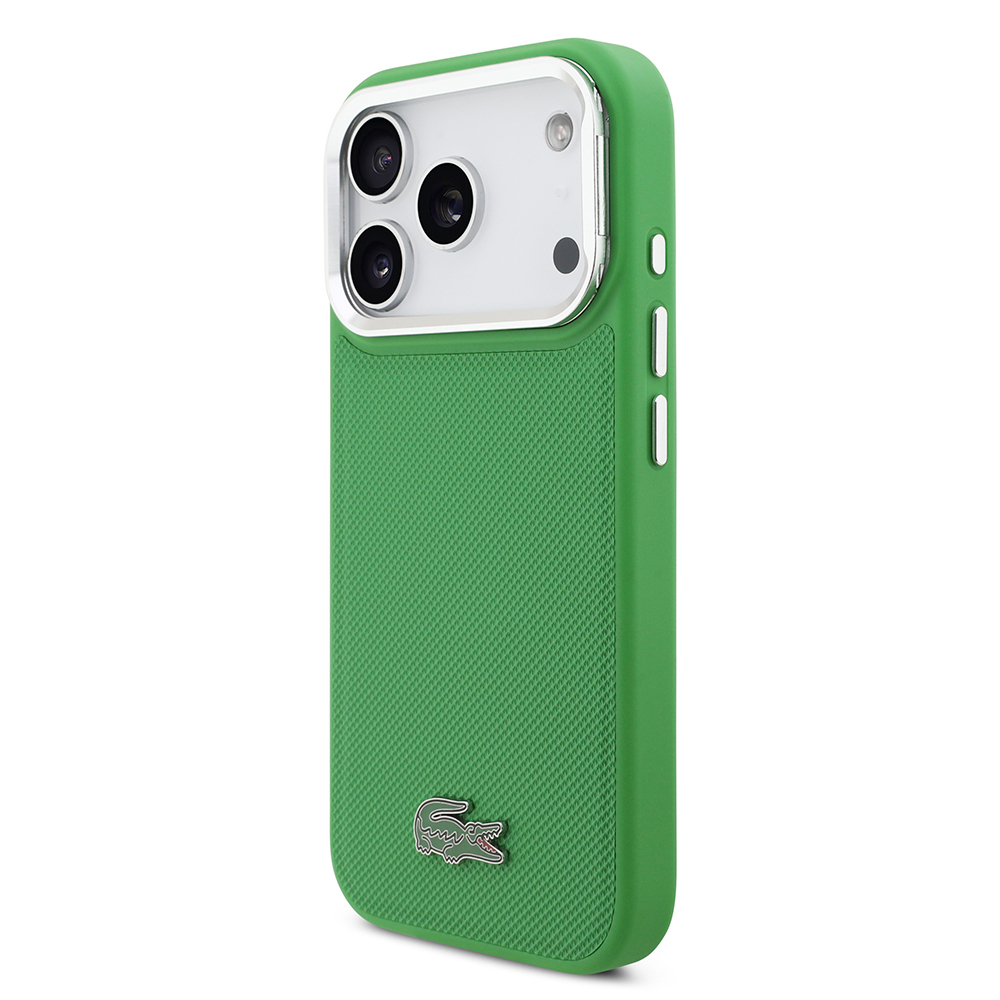 Apple iPhone 17 Pro Kılıf Lacoste Orjinal Lisanslı M-safe Şarj Özellikli PU Pike Desenli Standlı Metal Logolu Kapak - Görsel 9