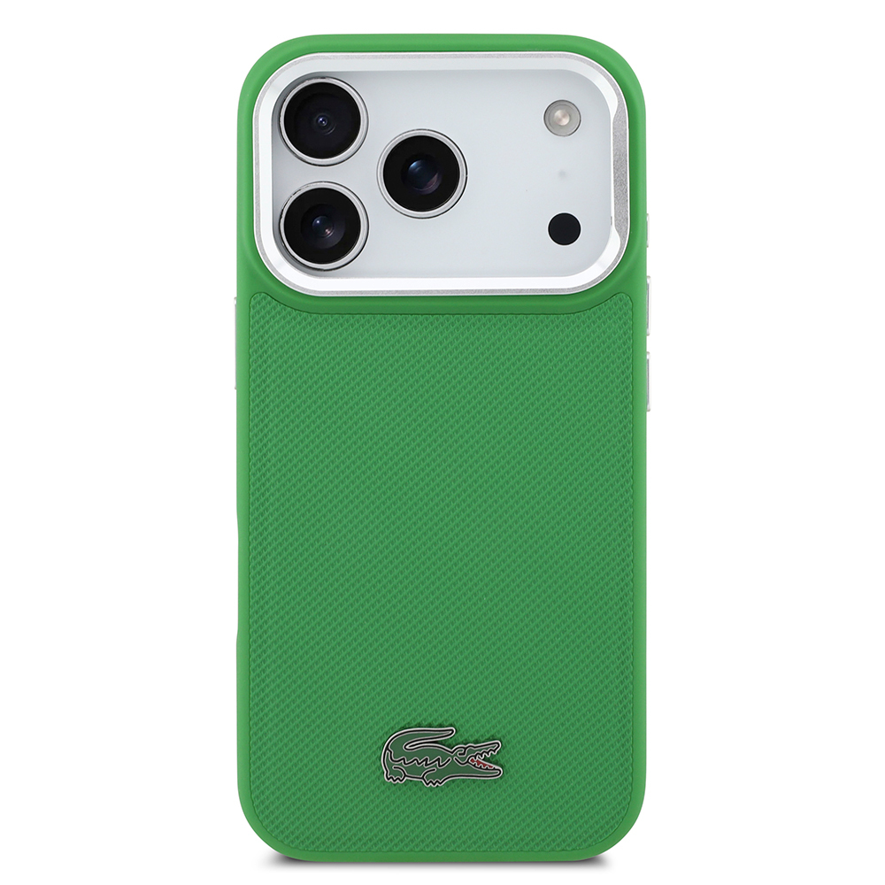 Apple iPhone 17 Pro Kılıf Lacoste Orjinal Lisanslı M-safe Şarj Özellikli PU Pike Desenli Standlı Metal Logolu Kapak - Görsel 10