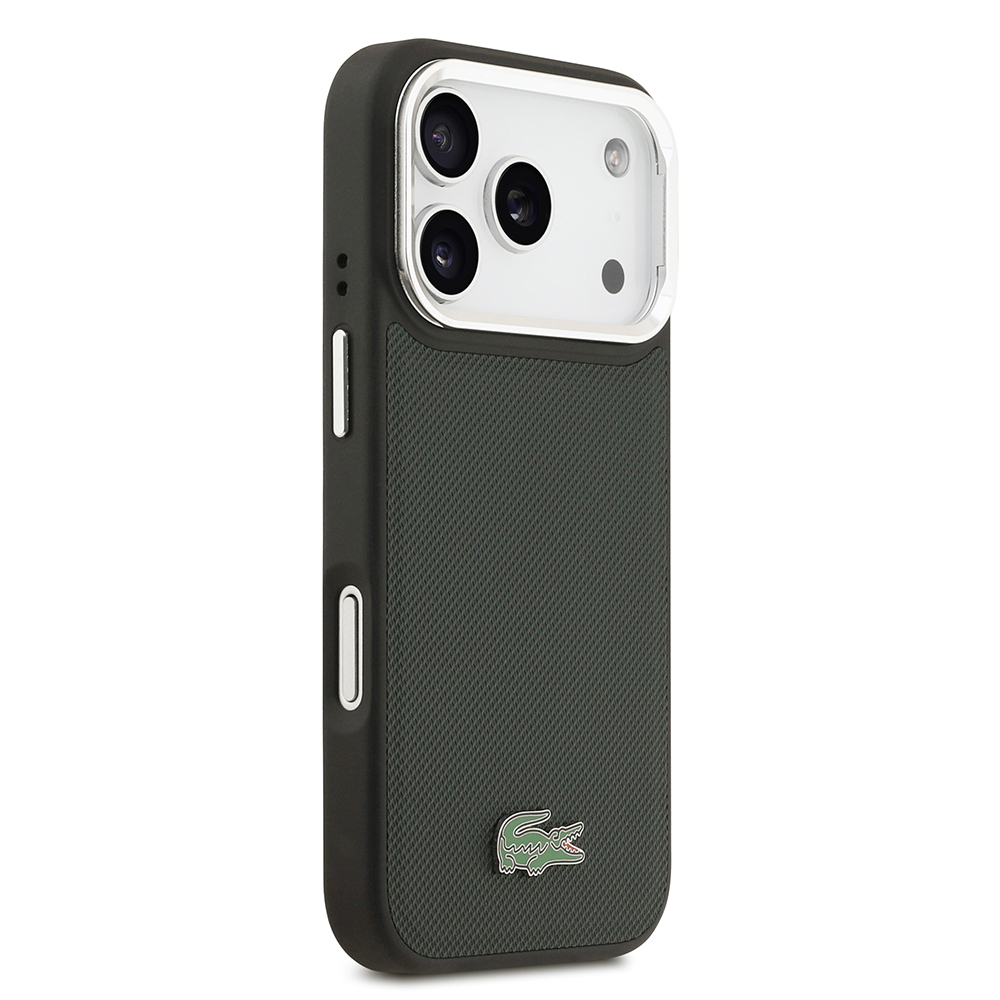 Apple iPhone 17 Pro Kılıf Lacoste Orjinal Lisanslı M-safe Şarj Özellikli PU Pike Desenli Standlı Metal Logolu Kapak - Görsel 18