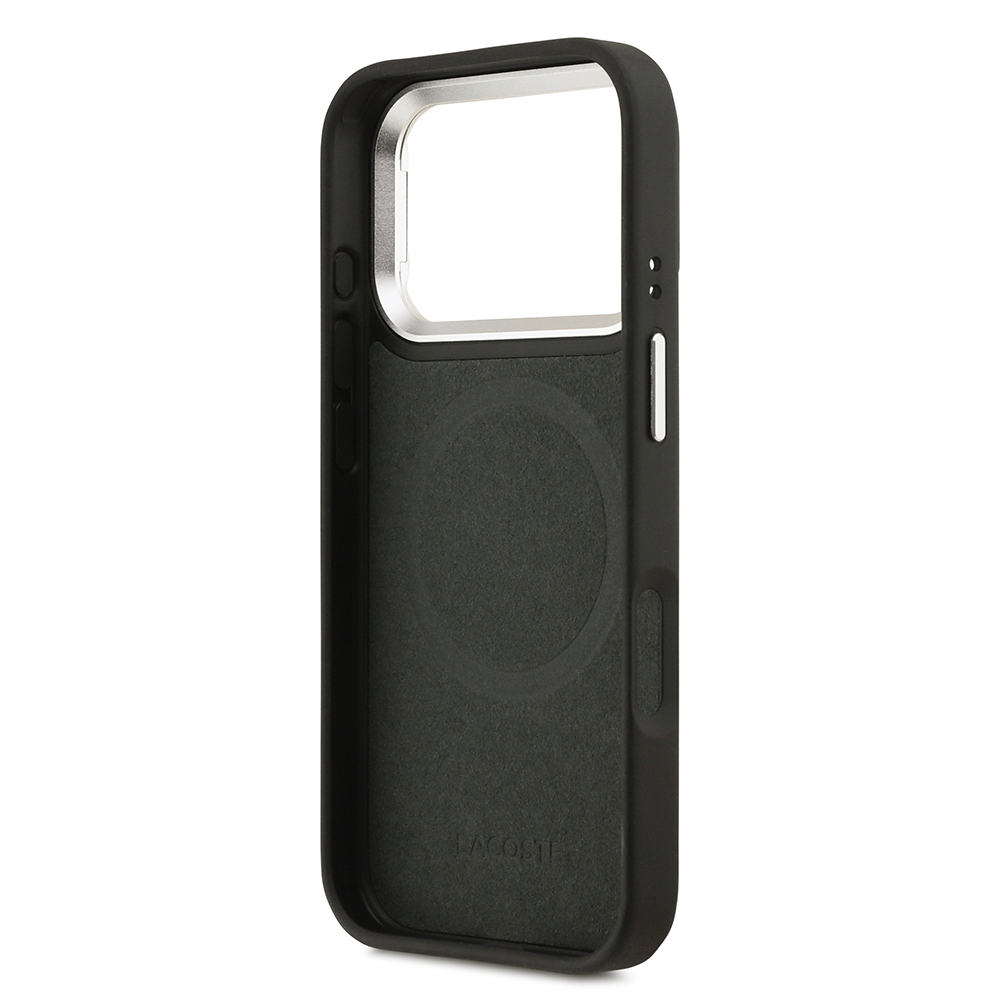 Apple iPhone 17 Pro Kılıf Lacoste Orjinal Lisanslı M-safe Şarj Özellikli PU Pike Desenli Standlı Metal Logolu Kapak - Görsel 21